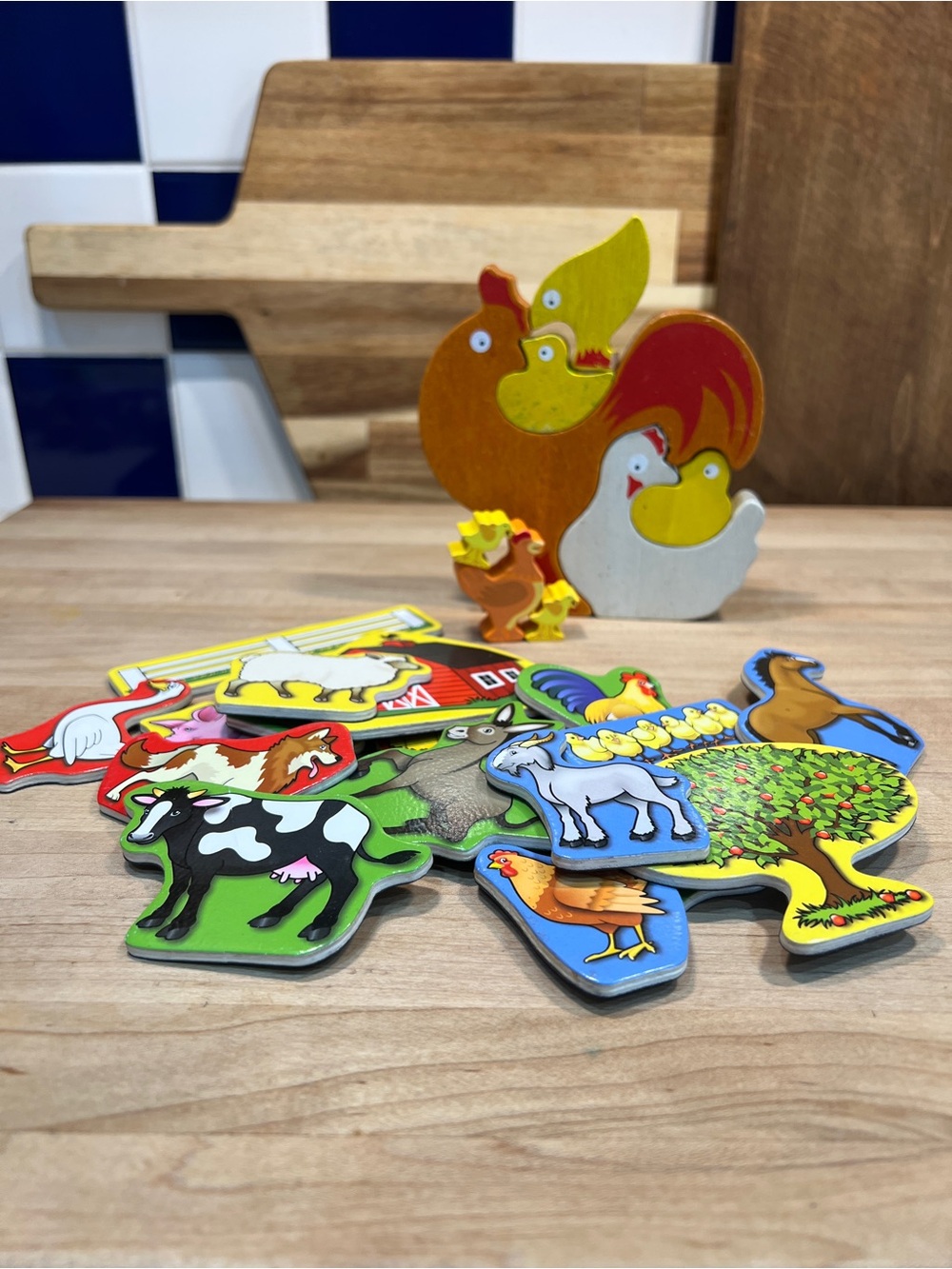 BeginAgain Chicken Family Puzzle & Melissa & Doug Farm Magnets